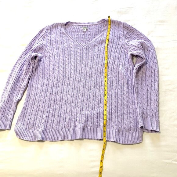 Croft&Barrow Women Sweater. 100% Cotton. Lavender. V-Neck. Cable Knit. Size XL. - Picture 3 of 9
